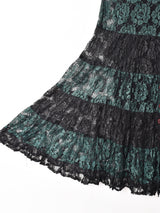 総レース バイカラー 長袖 ティアードワンピース