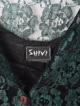 総レース バイカラー 長袖 ティアードワンピース