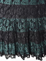 総レース バイカラー 長袖 ティアードワンピース