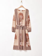 花柄 ラメ 長袖ワンピース