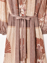 花柄 ラメ 長袖ワンピース