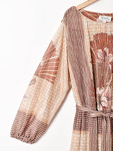 花柄 ラメ 長袖ワンピース