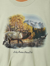 鹿 プリントスウェットシャツ