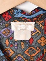 総柄 長袖 オープンカラーシャツ