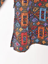 総柄 長袖 オープンカラーシャツ