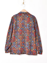 総柄 長袖 オープンカラーシャツ