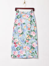 アメリカ製 花柄 タイトロングスカート