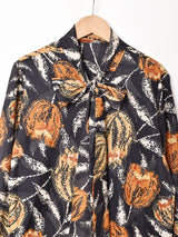 アメリカ製 総柄 ボウタイ 長袖ブラウス