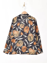 アメリカ製 総柄 ボウタイ 長袖ブラウス