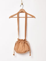 【2色展開】巾着 ショルダーバッグ キャメル