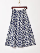 花柄 フロントボタン ロングスカート