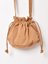 【2色展開】巾着 ショルダーバッグ キャメル