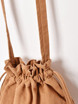 【2色展開】巾着 ショルダーバッグ キャメル