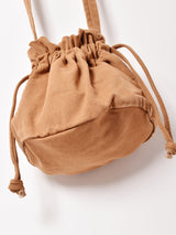 【2色展開】巾着 ショルダーバッグ キャメル