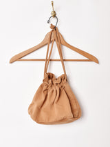 【2色展開】巾着 ショルダーバッグ キャメル
