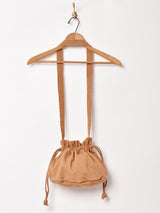 【2色展開】巾着 ショルダーバッグ キャメル