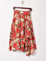 花柄 アシンメトリー フレアスカート