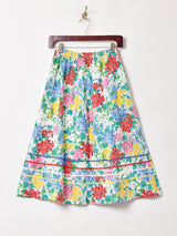 花柄 テープ フレアスカート