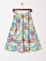 花柄 テープ フレアスカート