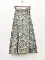 総柄 マキシ丈 ラップスカート