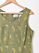 後染め ペイズリー柄 スリーブレスワンピース