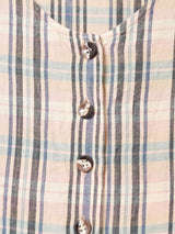 チェック フロントオープン スリーブレスワンピース