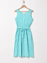 ドット柄 スリーブレスワンピース
