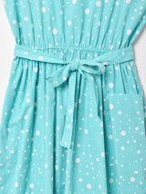 ドット柄 スリーブレスワンピース