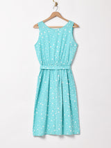 ドット柄 スリーブレスワンピース