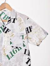 総柄 オープンカラー 半袖シャツ