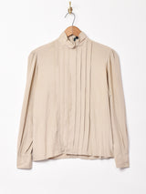プリーツデザイン シルクブラウス