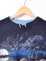 アメリカ製 ヘンリーネック アニマルプリントスウェットシャツ