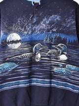 アメリカ製 ヘンリーネック アニマルプリントスウェットシャツ