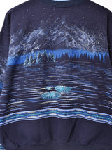 アメリカ製 ヘンリーネック アニマルプリントスウェットシャツ