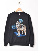 アメリカ製 オオカミプリント スウェットシャツ