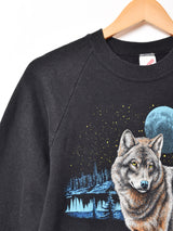 アメリカ製 オオカミプリント スウェットシャツ