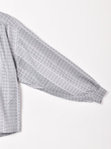 ノーカラー 総柄 デザインシャツ