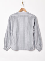 ノーカラー 総柄 デザインシャツ