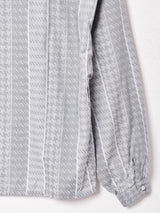 ノーカラー 総柄 デザインシャツ