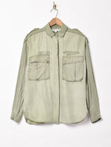 ビッグポケット 長袖 シルクシャツ