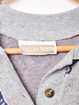 総柄 襟付きスウェットシャツ