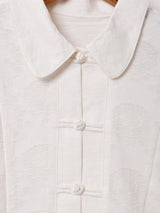 【2色展開】織り柄 チャイナボタン 半袖シャツ