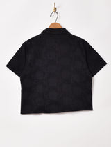 【2色展開】織り柄 チャイナボタン 半袖シャツ