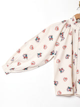 Emerald Motel チロリアン柄  フリルカラー コットンリネン 長袖ブラウス