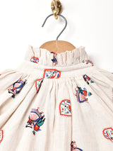 Emerald Motel チロリアン柄  フリルカラー コットンリネン 長袖ブラウス