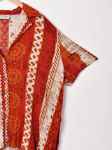 総柄 オープンカラー 半袖シャツ