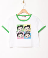 【2色展開】Meridian 「Betty Boop」クロップド リンガーTシャツ