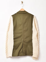 リメイク アランニット×ミリタリージャケット