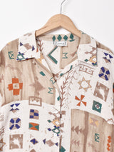 総柄 オープンカラー 半袖シャツ