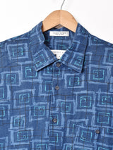 総柄 リネン混 半袖シャツ